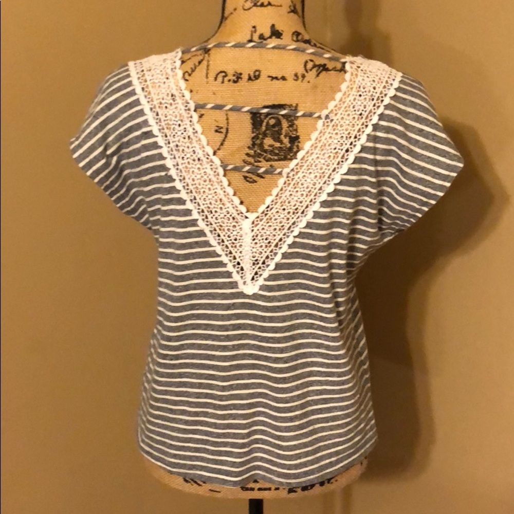 Striped top with lace back